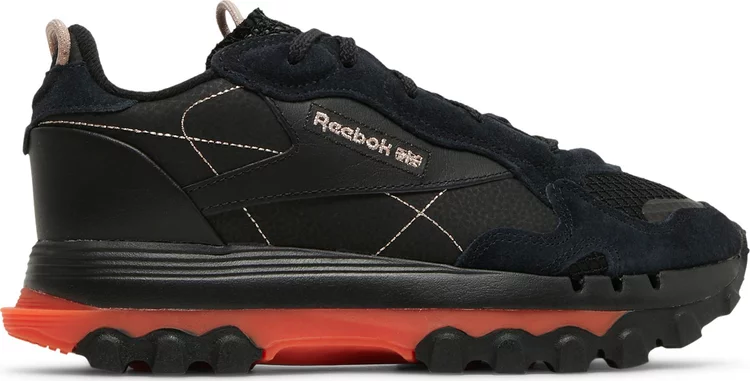 Кроссовки cardi b x wmns classic leather 'core black fiery orange' Reebok, черный - фото