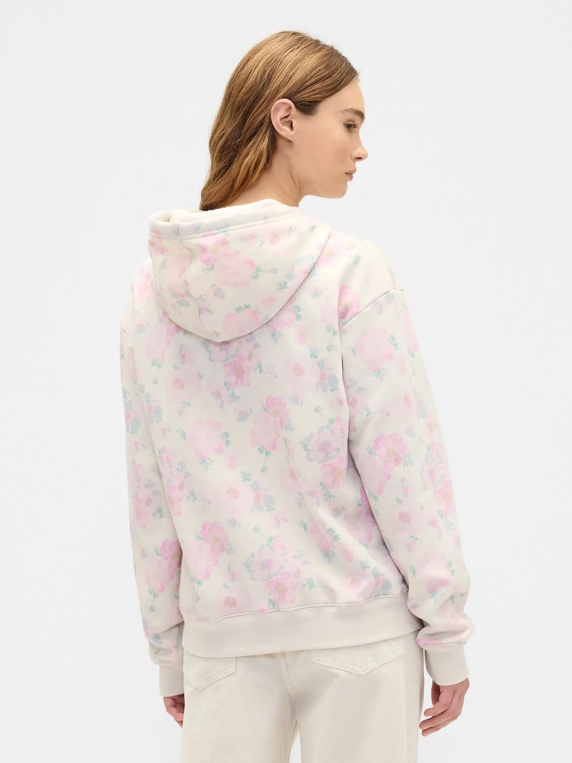 Худи Gap Pink Floral Relaxed Logo, розовый — фото 2