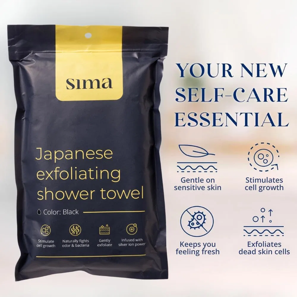 Щетка для тела Exfoliating Hexagonal Fiber Body Scrubber, Sima Brand, 1 шт, 119.4x25.4 см, Black — фото 2
