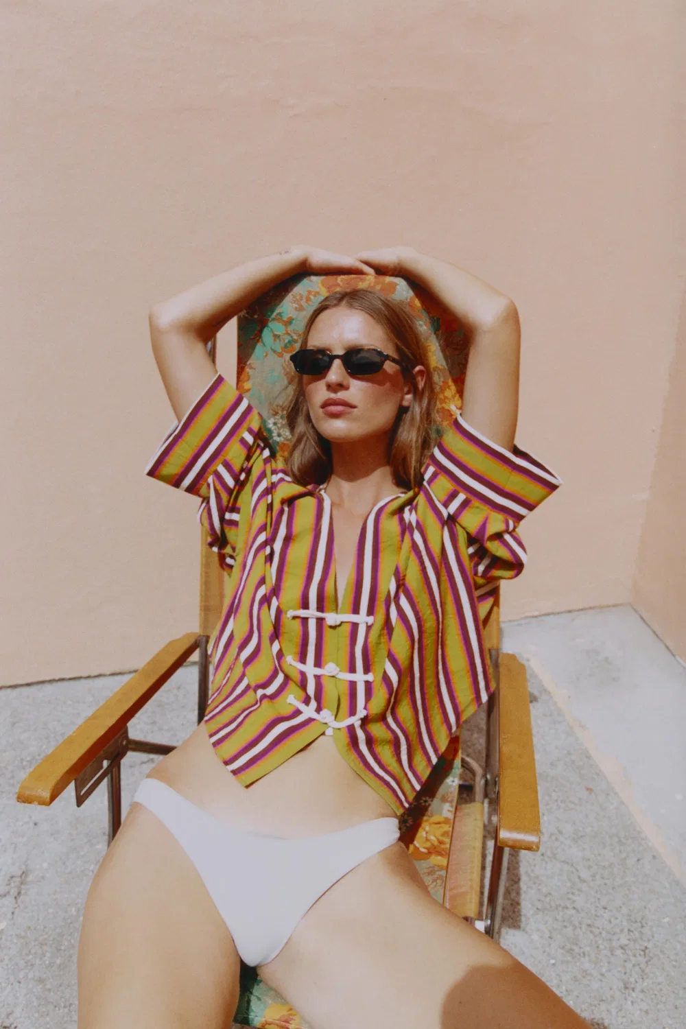 Рубашка в полоску с застежкой в виде лягушки ZARA, Multicoloured — фото 2