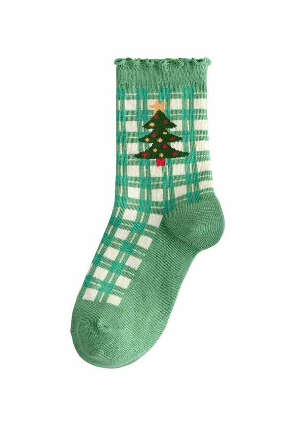 Комплект из 4 пар носков, клетка, Christmas 4 pack, Next, красный, зеленый и кремовый — фото 4