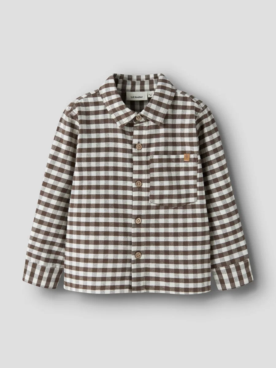 Рубашка на пуговицах Lil'Atelier Comfort fit серого цвета — фото 3