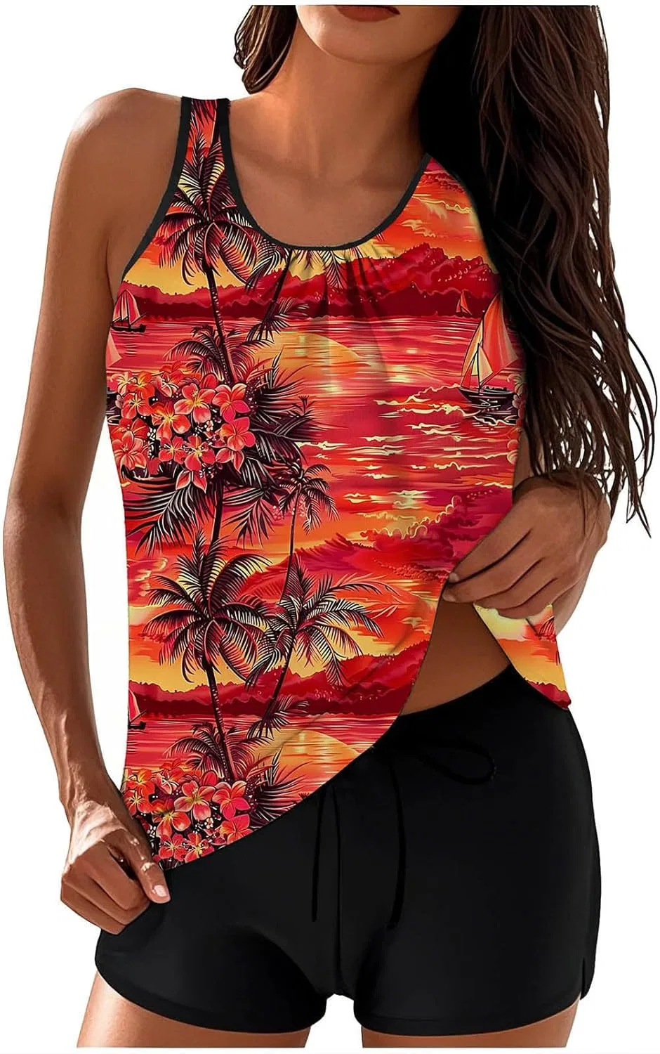 Женский танкини с регулируемыми бретелями, Plus Size Tankini Swimsuits, Orange