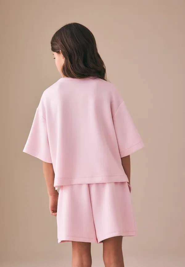 Комплект из футболки и шорт, Oversize, Regular fit - supersoft t-shirt and shorts set - tracksuit bottoms, Next, light pink, светло-розовый — фото 4
