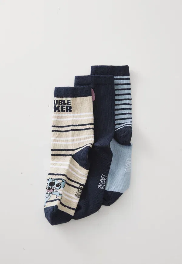 Носки 3 пары Disney Striped Name It Dusty Blue, Navy, Peyote, темно-синий/голубой