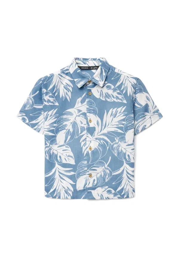 Рубашка с принтом Jungle Camicia maniche corte con stampa foglie Terranova, Blu Jeans, синий