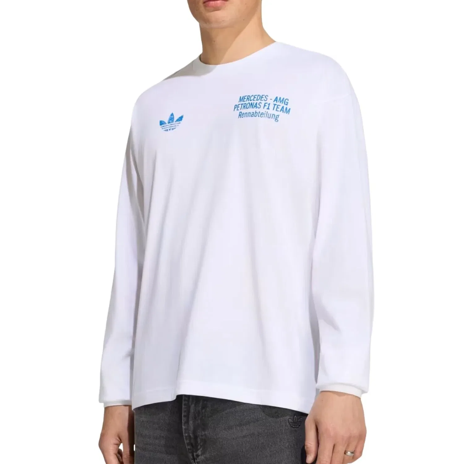 Мужская футболка с принтом Adidas x Mercedes AMG Petronas Formula 1 Team Blue Wonder, белый — фото 2