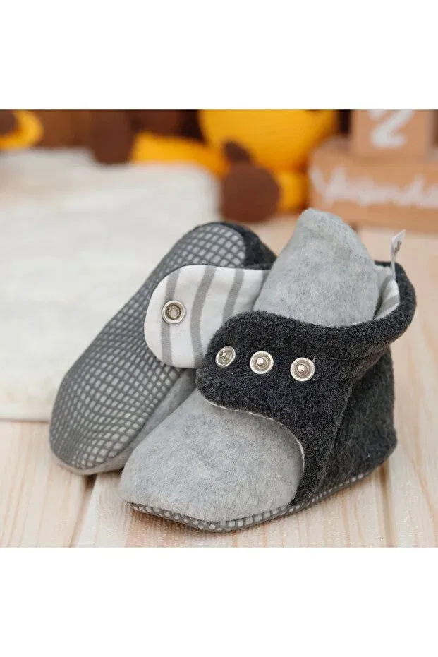 Детские пинетки из органического хлопка Ella Bonna, Gray-Anthracite — фото 3