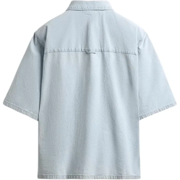 Мужская рубашка из денима с воротником, Light Blue, ZARA — фото 3