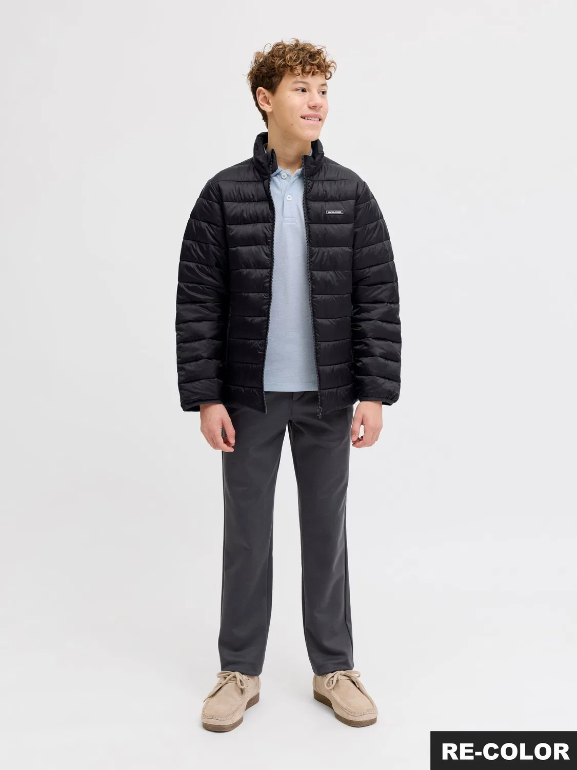 Пуховик, короткий, JACK & JONES Junior, черный