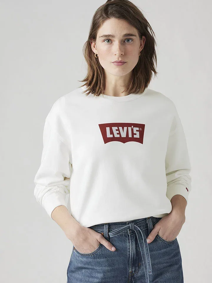Женский свободный свитшот с логотипом Levi's, White — фото 2