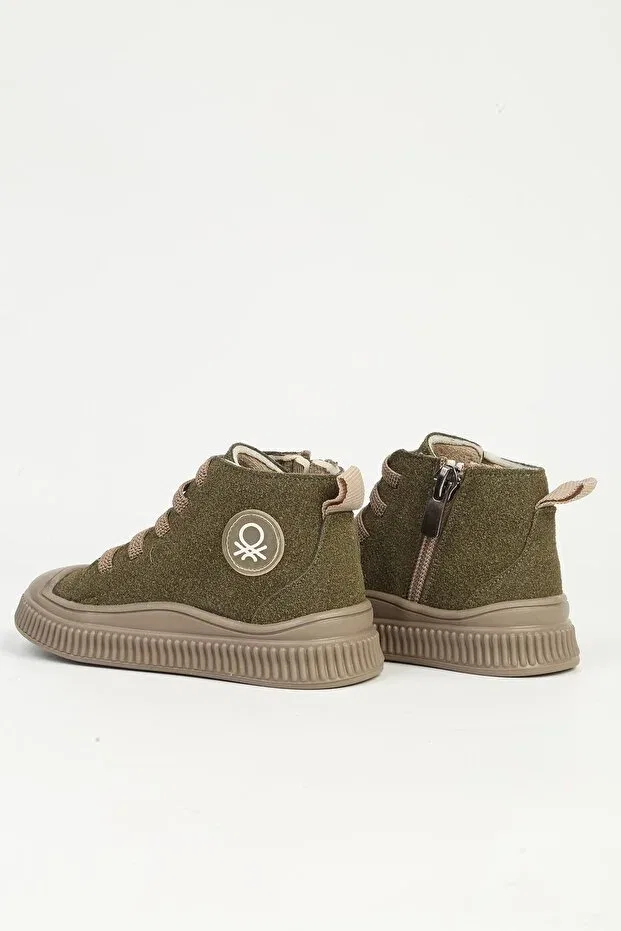 Детские ботинки для девочек с коротким каблуком Benetton, Khaki — фото 3