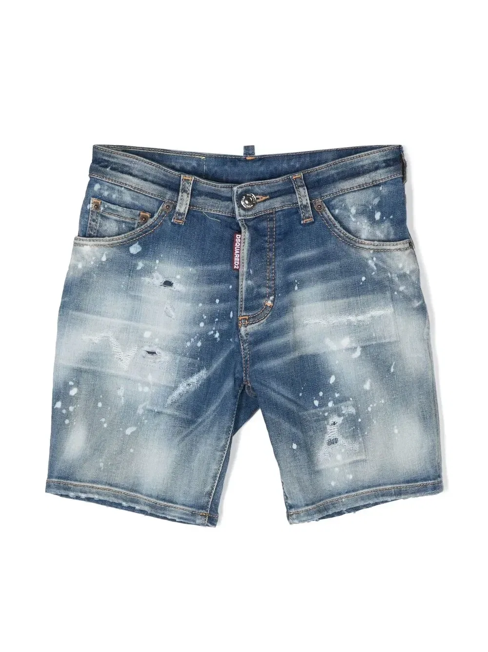 Джинсовые шорты с эффектом потертости Dsquared2 Kids, синий