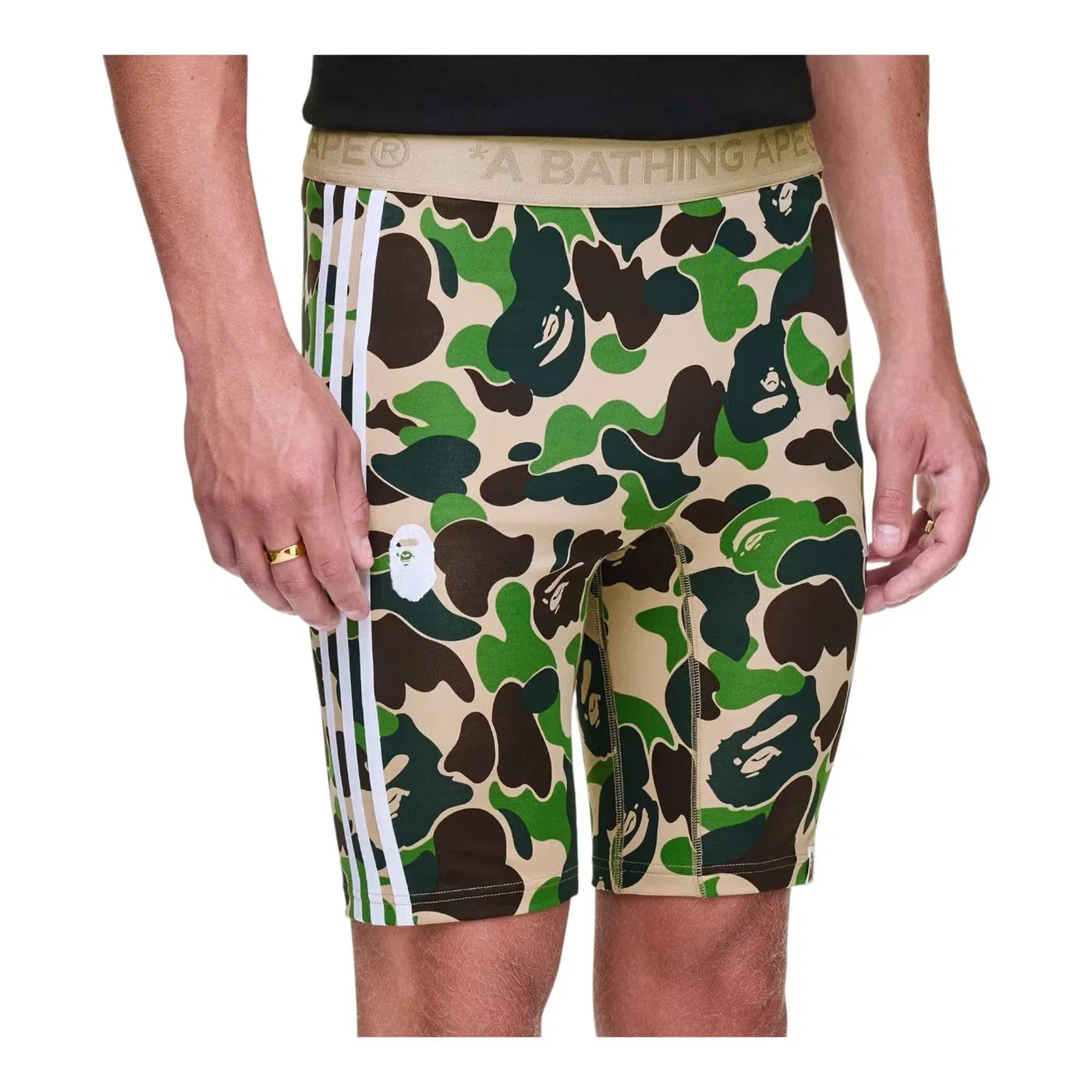 Леггинсы с принтом X BAPE FB Adidas, зеленый — фото 3