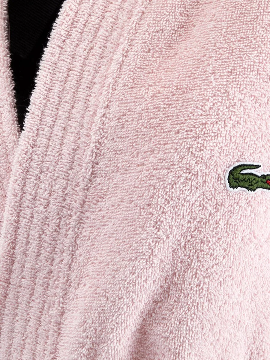 Длинный банный халат LACOSTE 'LLECROCO' пастельно-розового цвета — фото 4