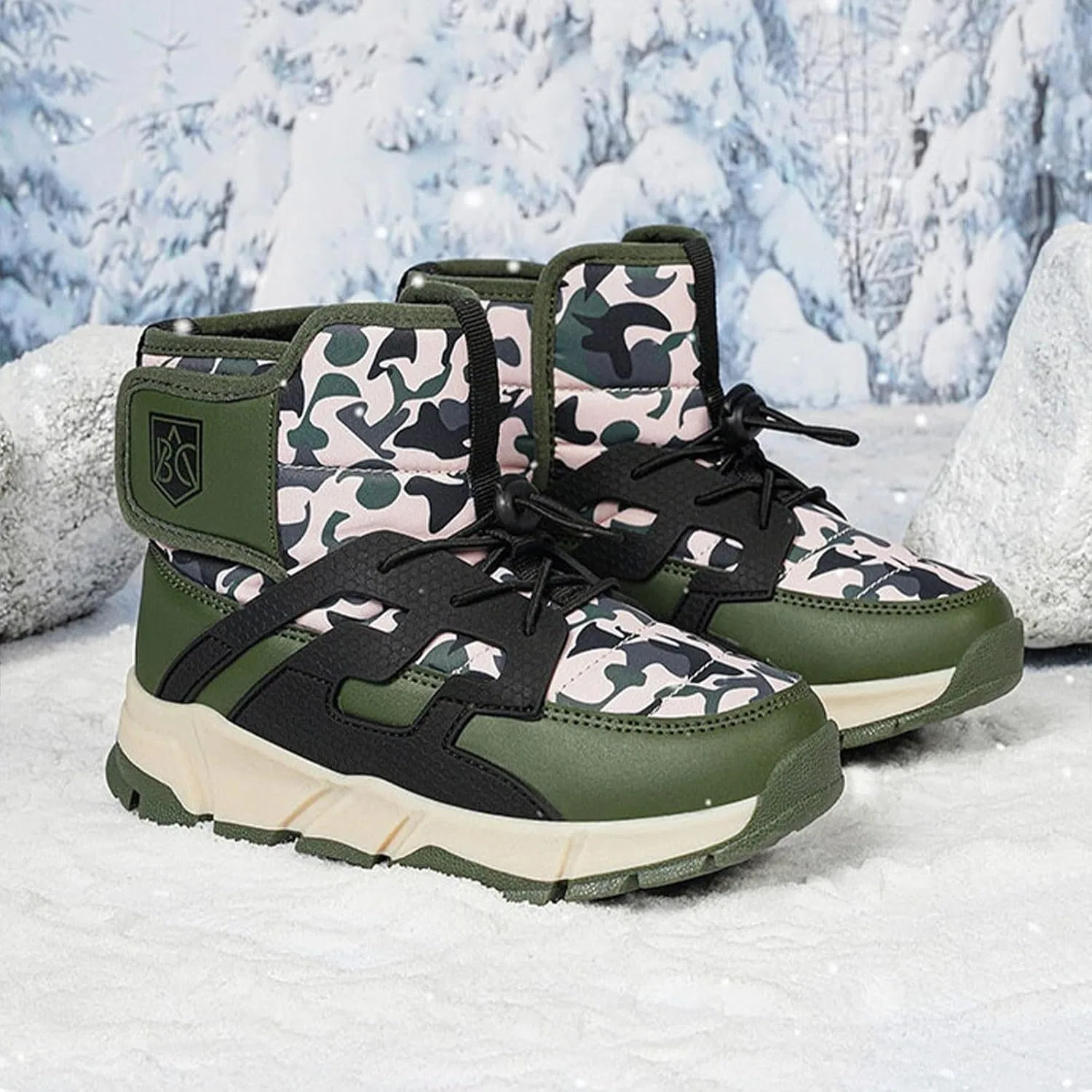 Детские зимние ботинки для мальчиков и девочек с принтом, Camouflage — фото 3
