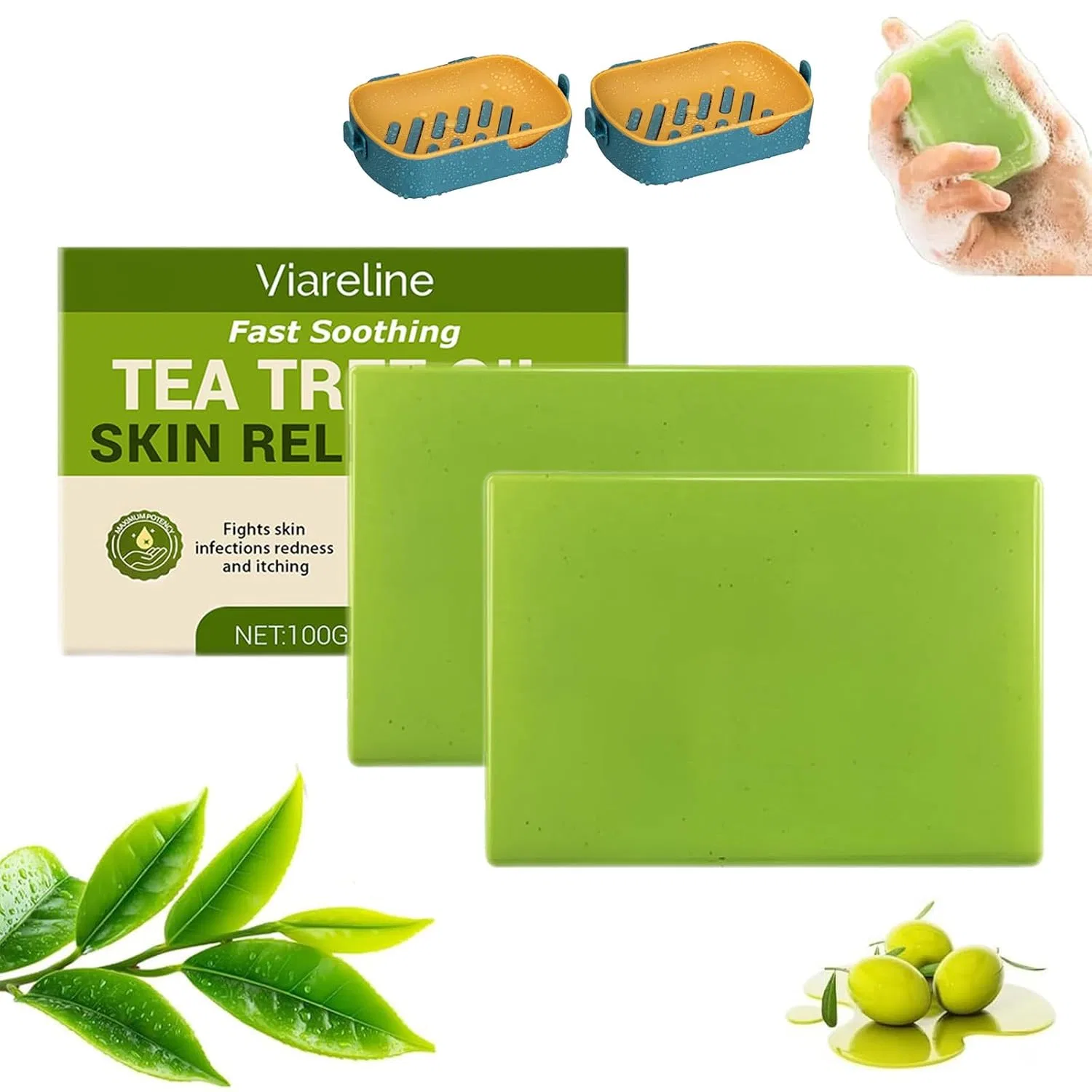 Мыло Loravey Relief Soap Bar с маслом чайного дерева, 100 г, 2 шт Nnbwlmaee