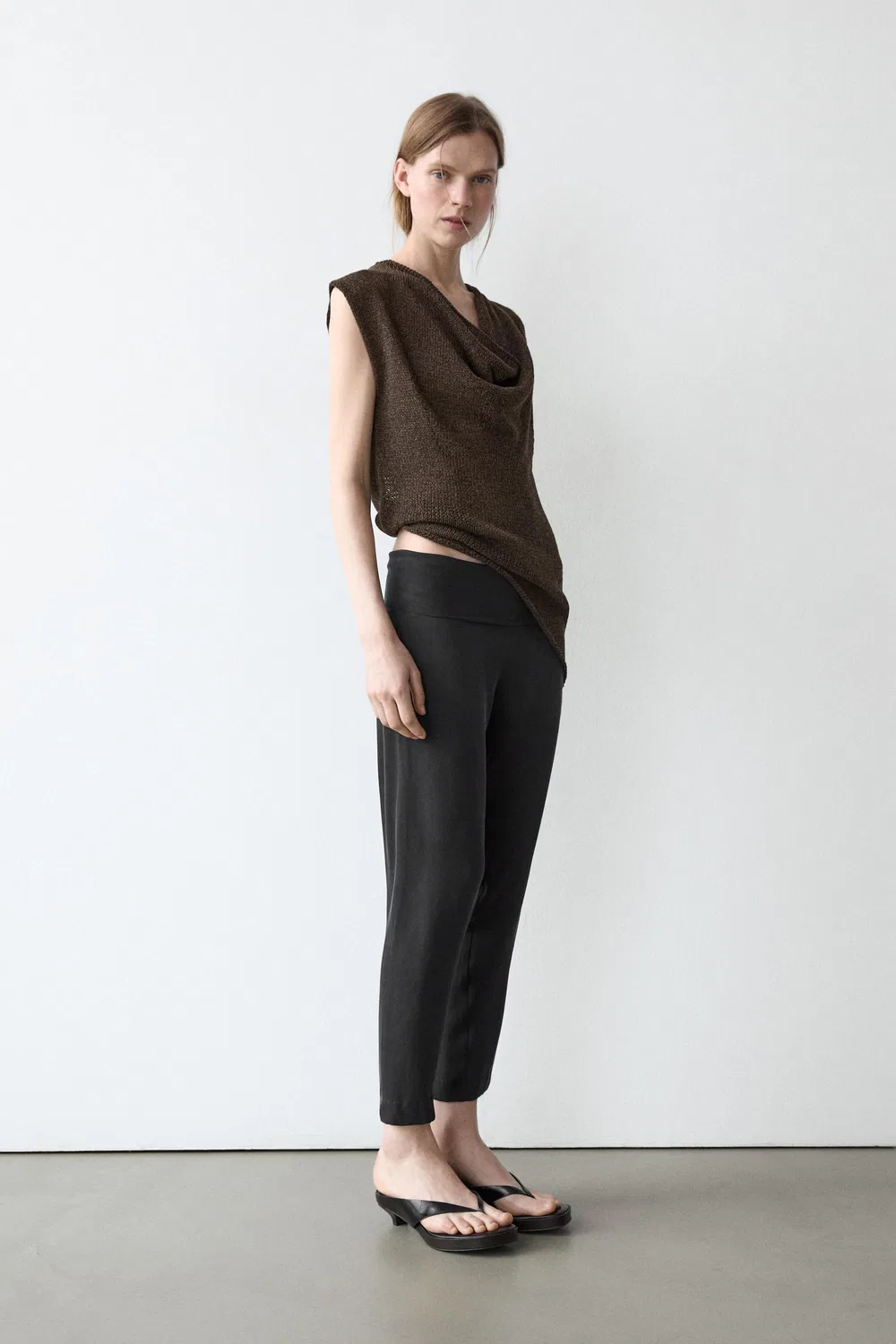 Леггинсы из смесовой шелковой ткани Massimo Dutti, черный — фото 4