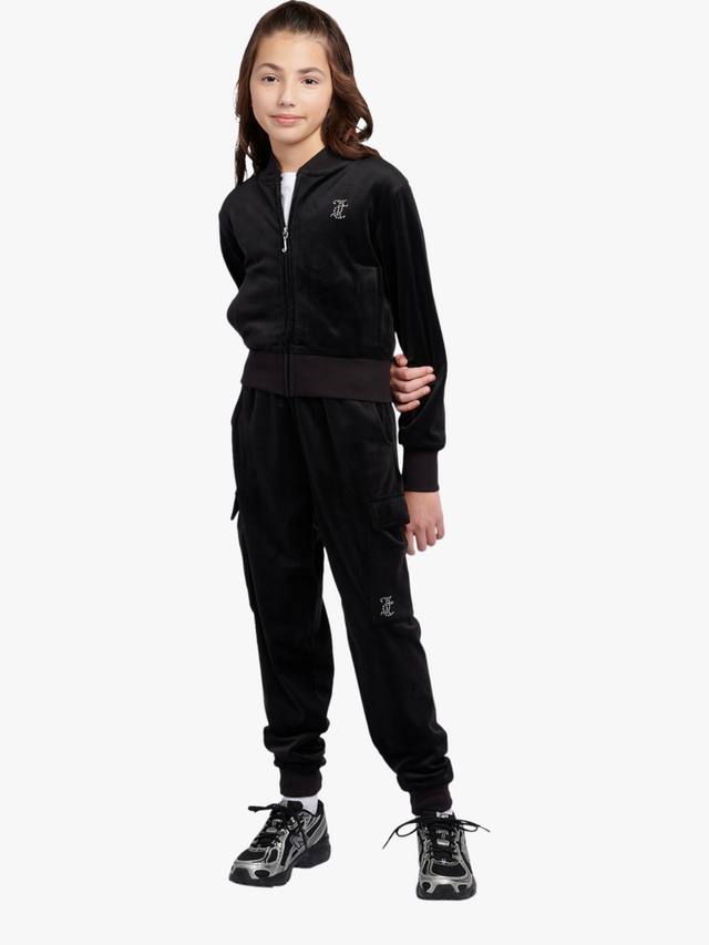Детская велюровая укороченная худи на молнии Juicy Couture, Jet Black — фото 2