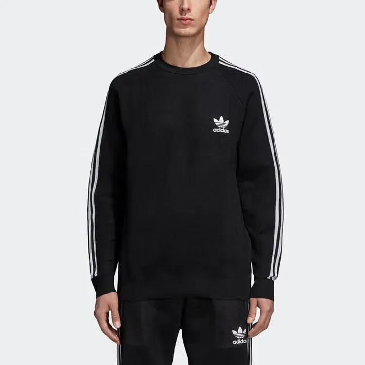 Свитшот с принтом 3 Stripes Knit Crew Adidas, черный