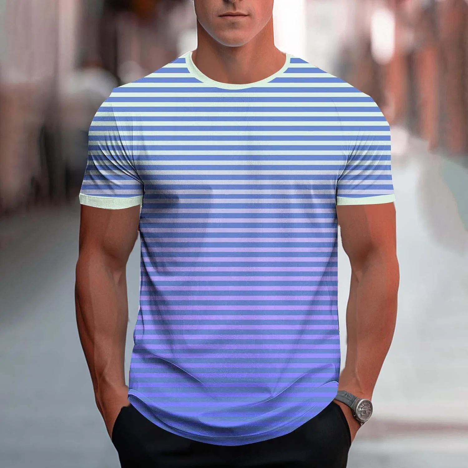 Мужская футболка с градиентом Striped T-Shirts, Purple — фото 2