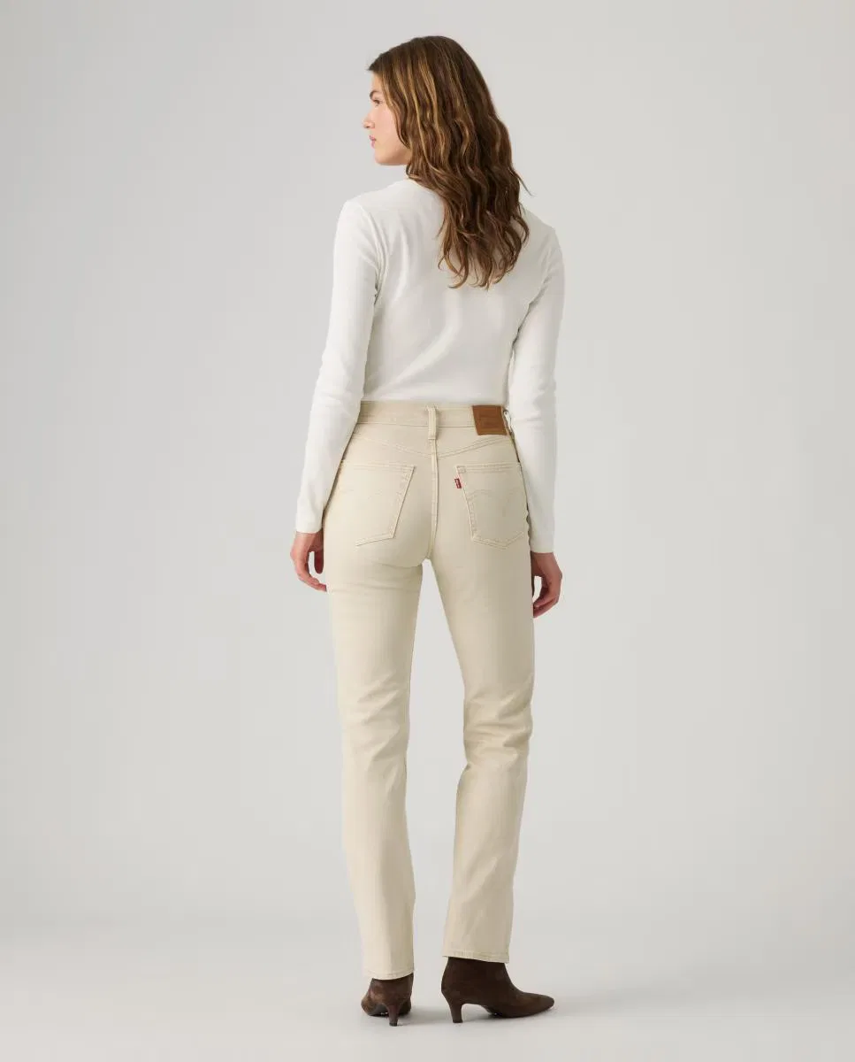 Женское прямые джинсы, Vaquero Recto Ribcage Slim Tiro Alto, Levi's, кремовый — фото 2