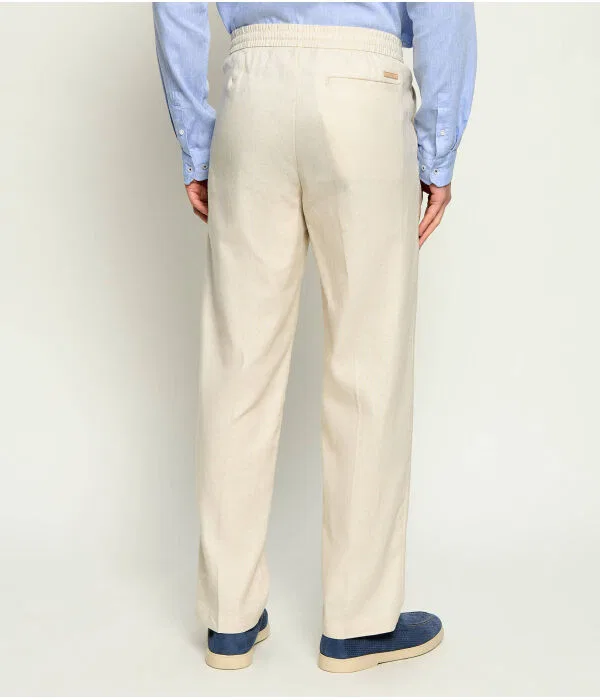 Мужские брюки из льна Straight Fit Calvin Klein, бежевый — фото 3