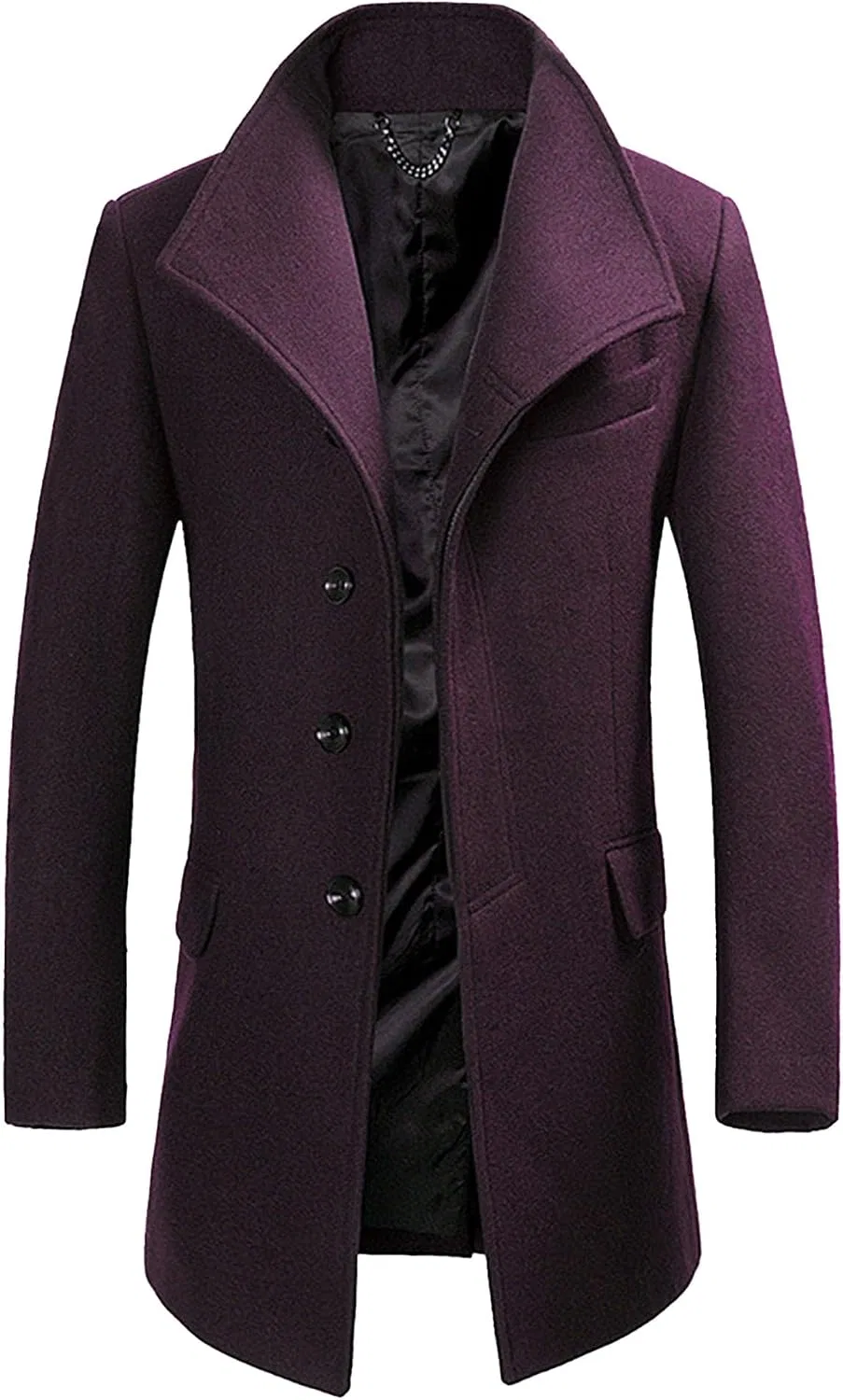 Мужское пальто-тренч из шерстяной смеси, модель Classic Stylish Business Overcoat, винный