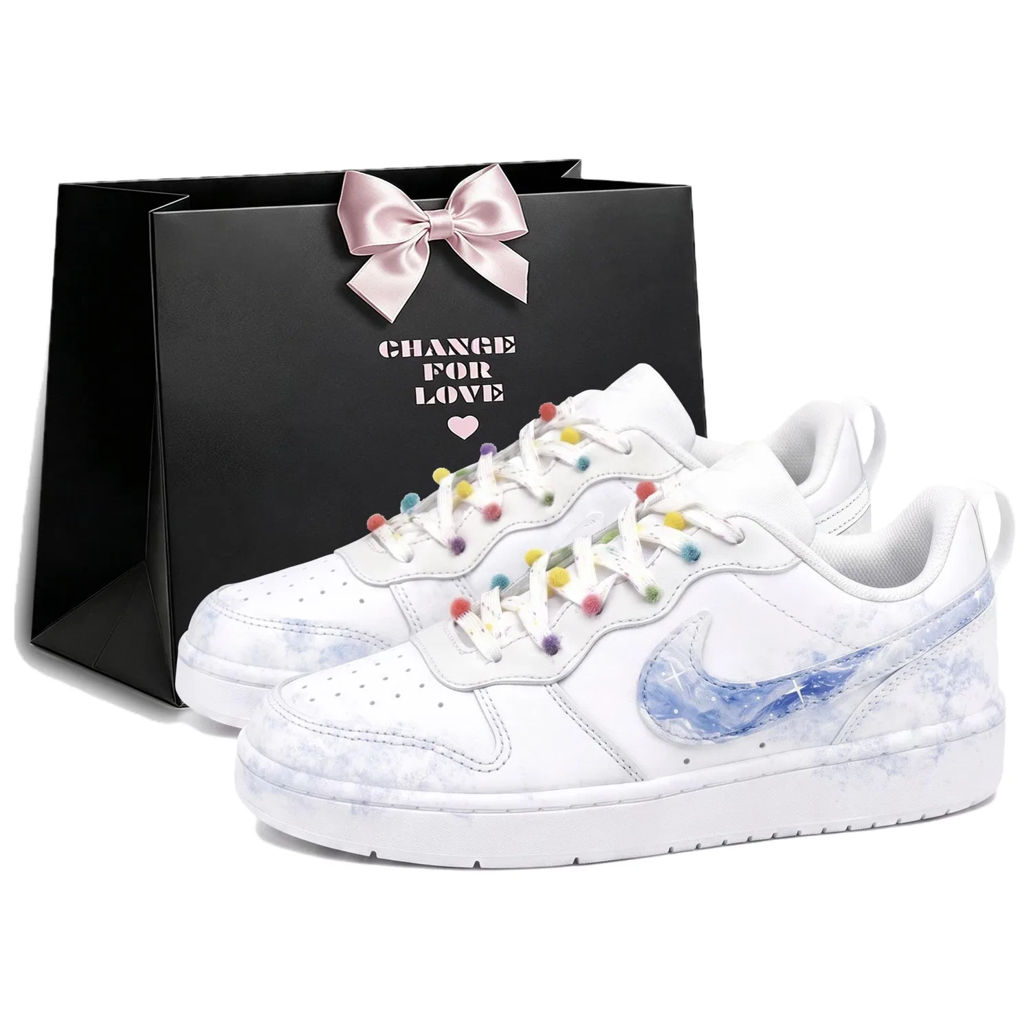 Женские кроссовки для скейтбординга с принтом Court Borough, Nike, Blue White