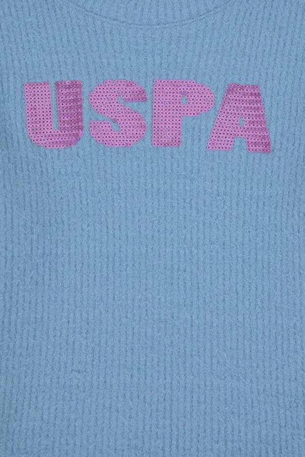 Детское для девочек свитшот с длинным рукавом U.S. Polo Assn., Light Blue — фото 3