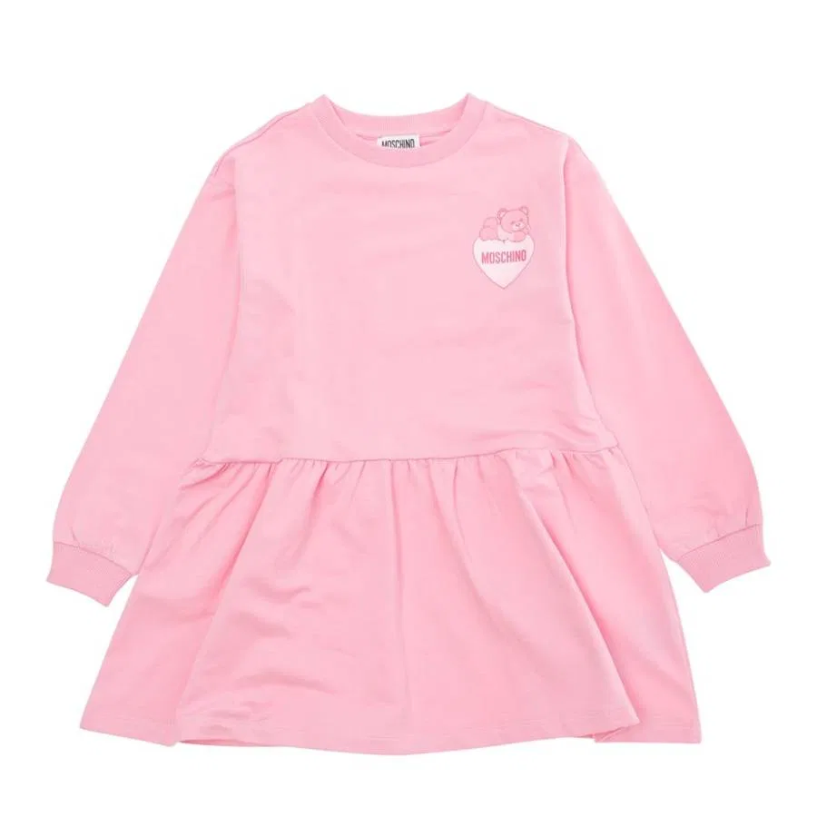 Платье с длинным рукавом Lovely Teddy Bear Moschino, Pink Begonia
