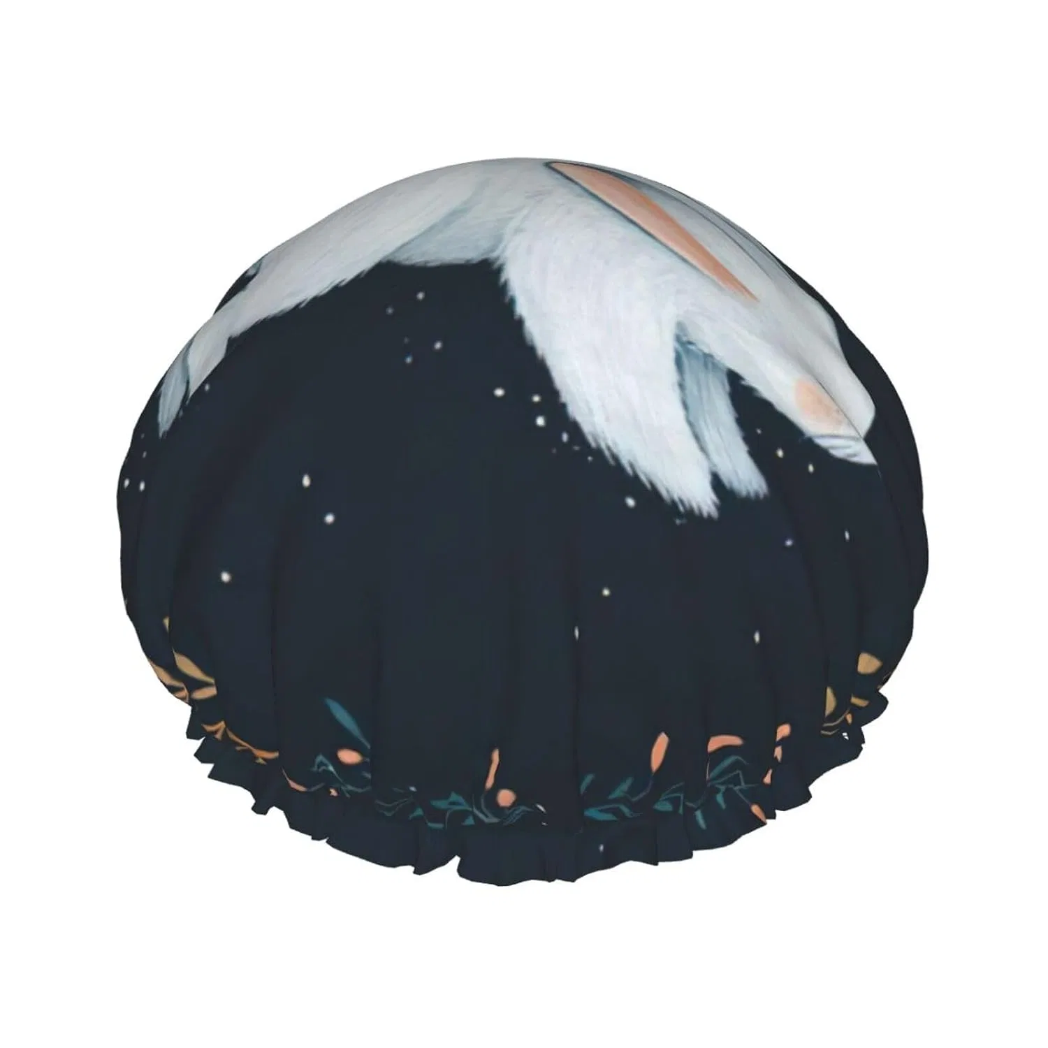 Шапочка для душа with White Rabbit Print, Double Layer Waterproof, Elastic Band, ASFgda