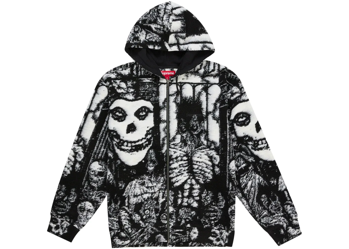Мужской свитер на молнии с капюшоном с принтом The Misfits Zip Up Hooded Supreme, черный