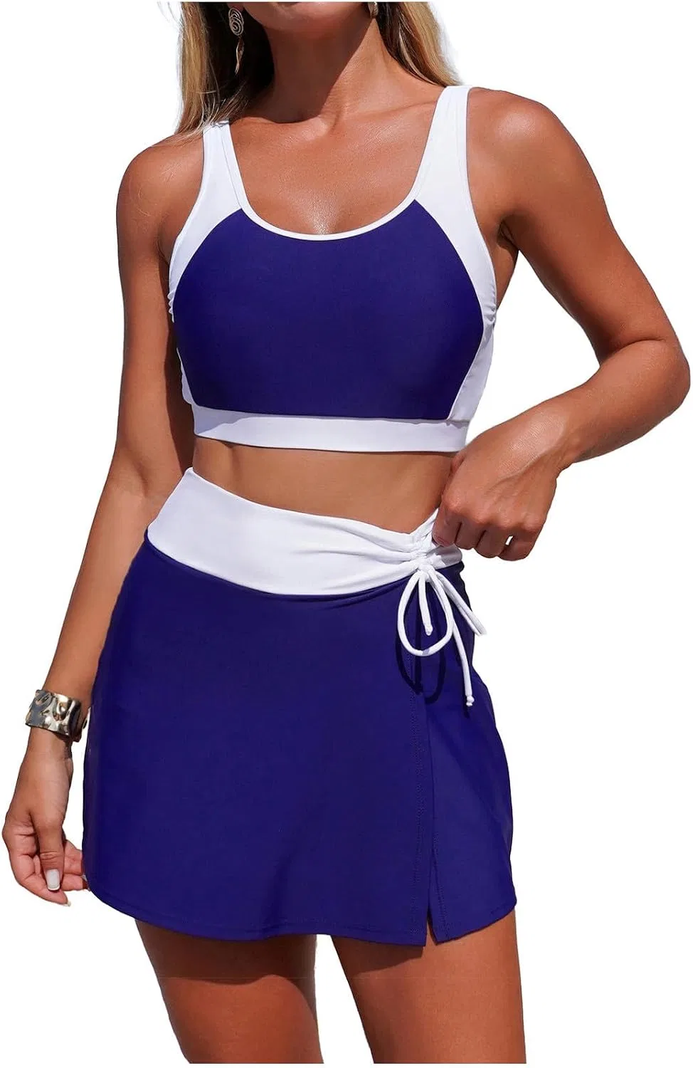 Женский танкини с цветными блоками Athletic, Navy