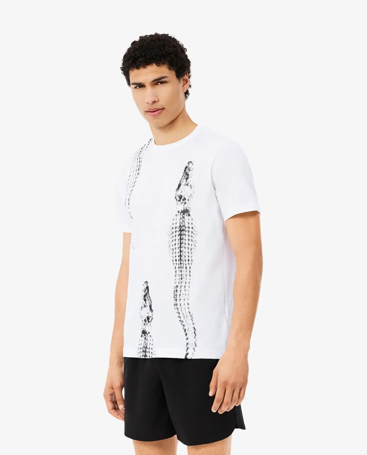 Футболка мужская Lacoste с коротким рукавом, хлопок/полиэстер, Blanco