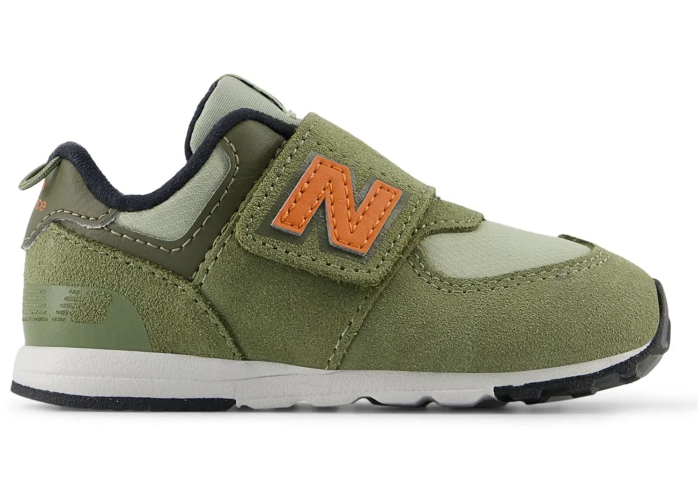 Детские кроссовки с липучками New Balance 574 Dark Olivine/Infield Clay
