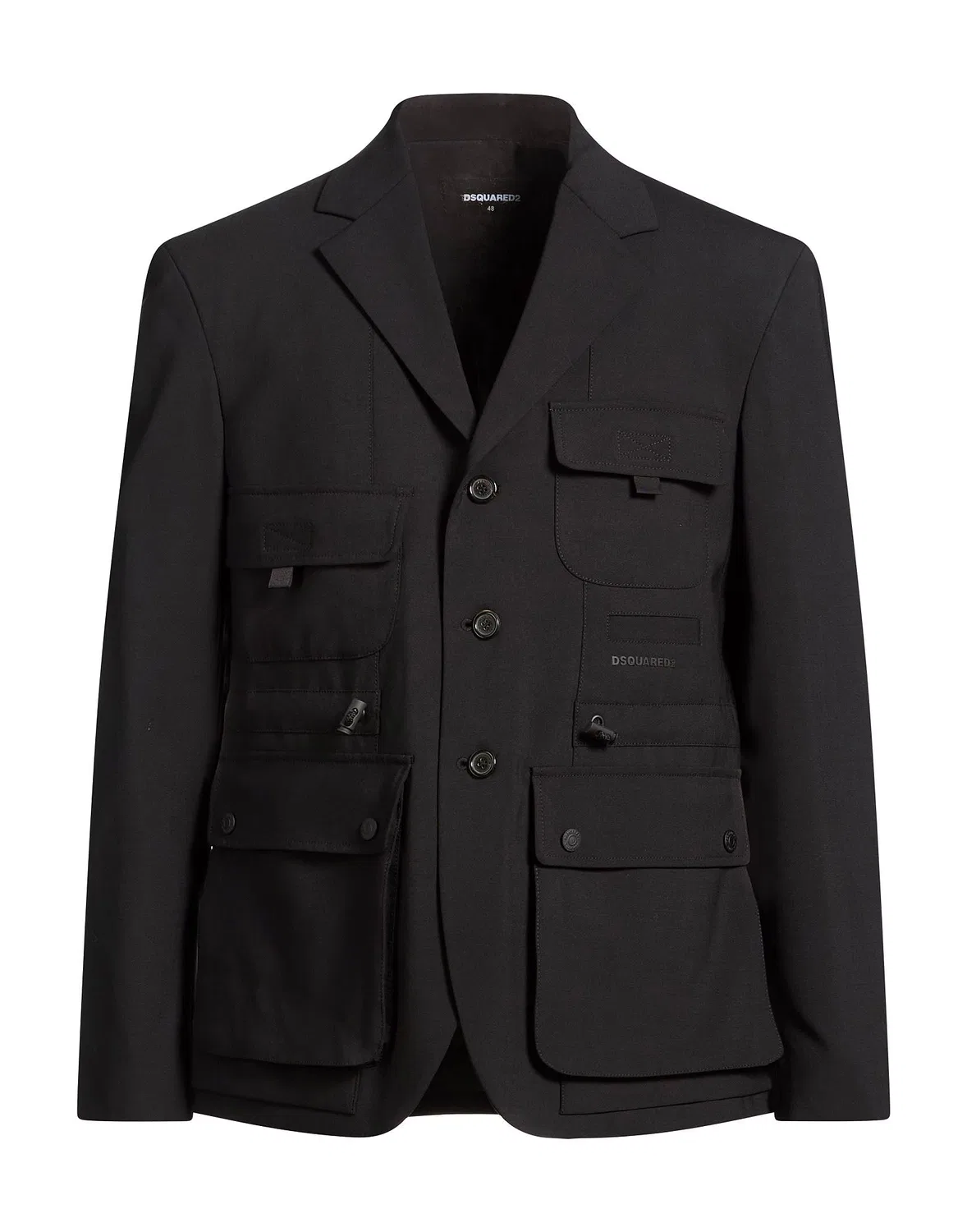 Мужской однобортный пиджак из шерсти Dsquared2, черный