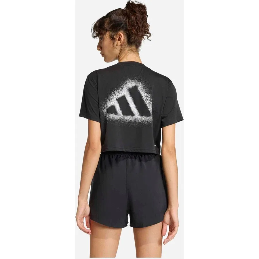 Женская спортивная футболка с принтом Climacool Primelift Graphic Crop, adidas, Черный — фото 2