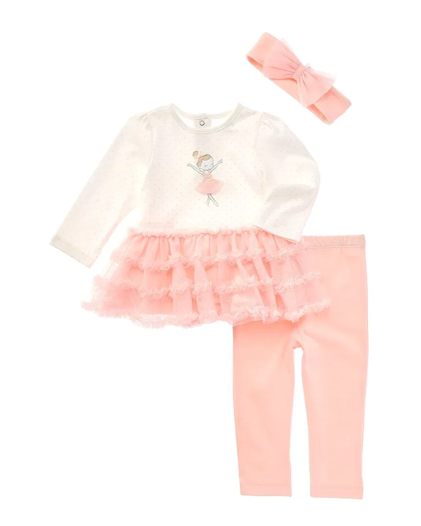 Детский комплект для девочек с тюлевой отделкой Ballerina Tutu Set Little Me, розовый — фото 2