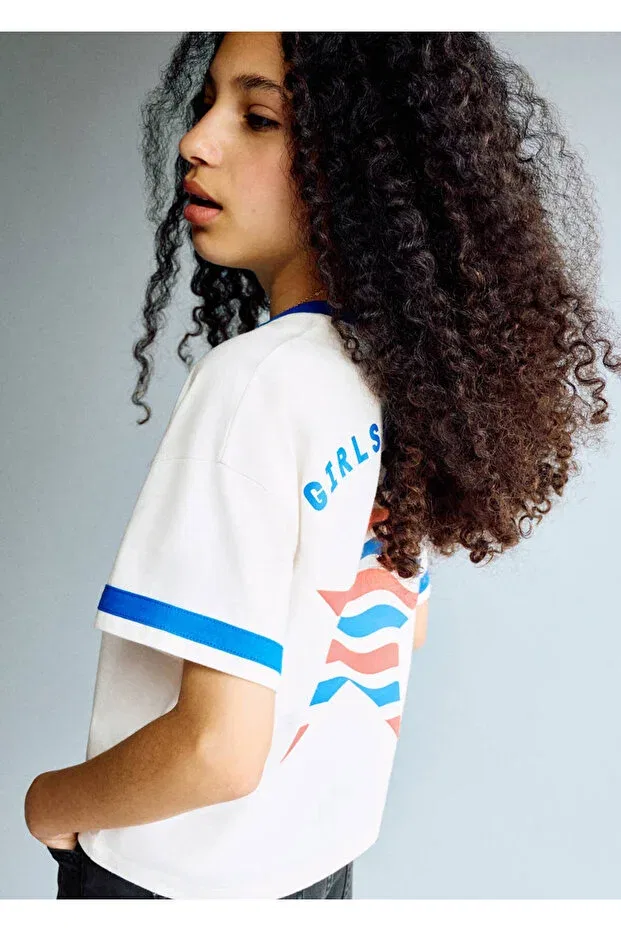 Детская футболка для девочек с коротким рукавом England football t-shirt Mango Kids, Off White