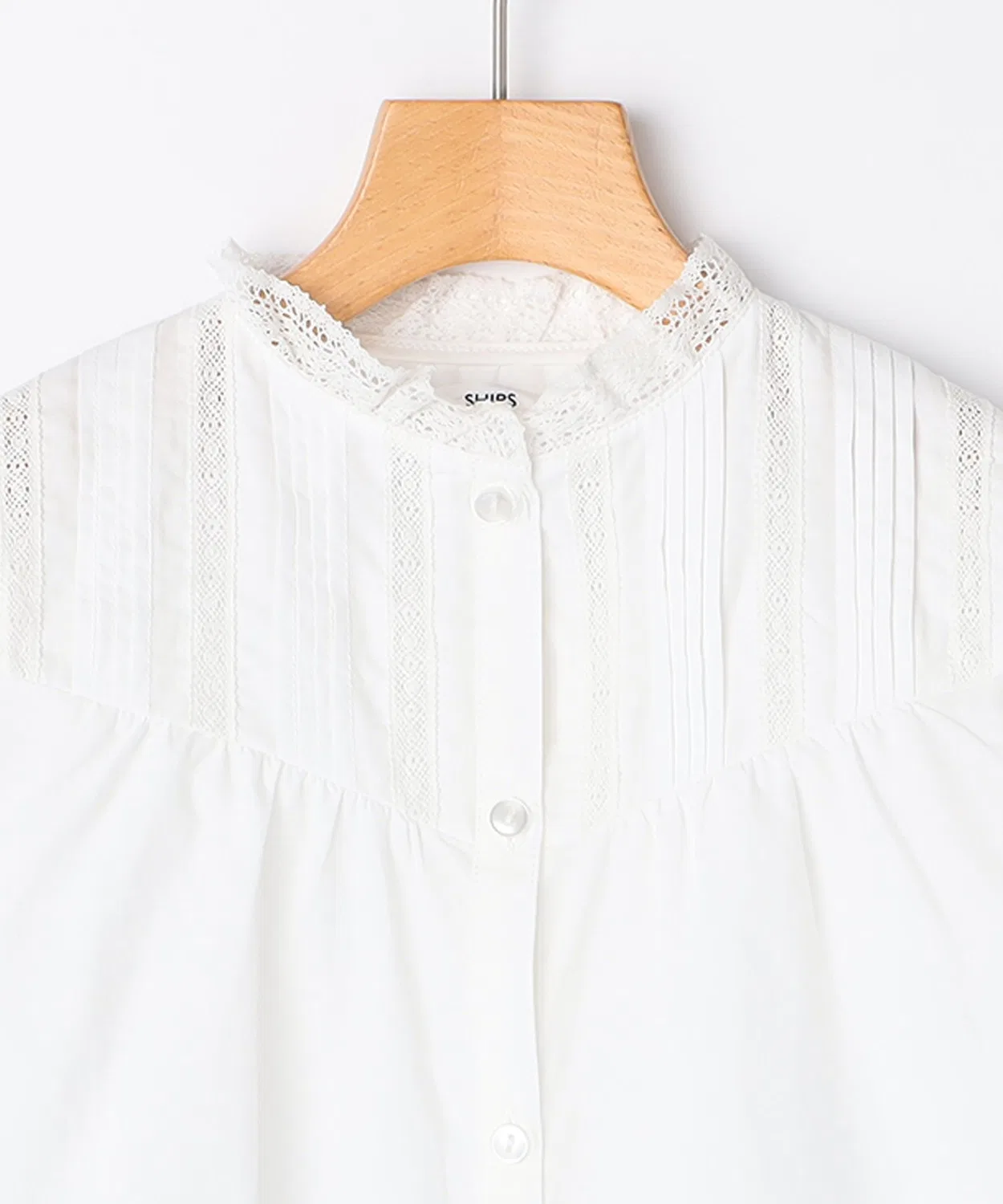 Детская блузка с длинным рукавом с пинтаками и кружевом SHIPS, Off White — фото 3