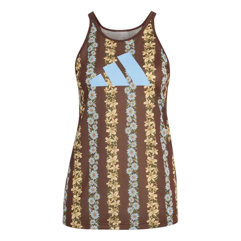 Женский топ-майка без рукавов Adidas x Farm Rio Training Tank Top Auburn Clear Sky Multicolor, коричневый