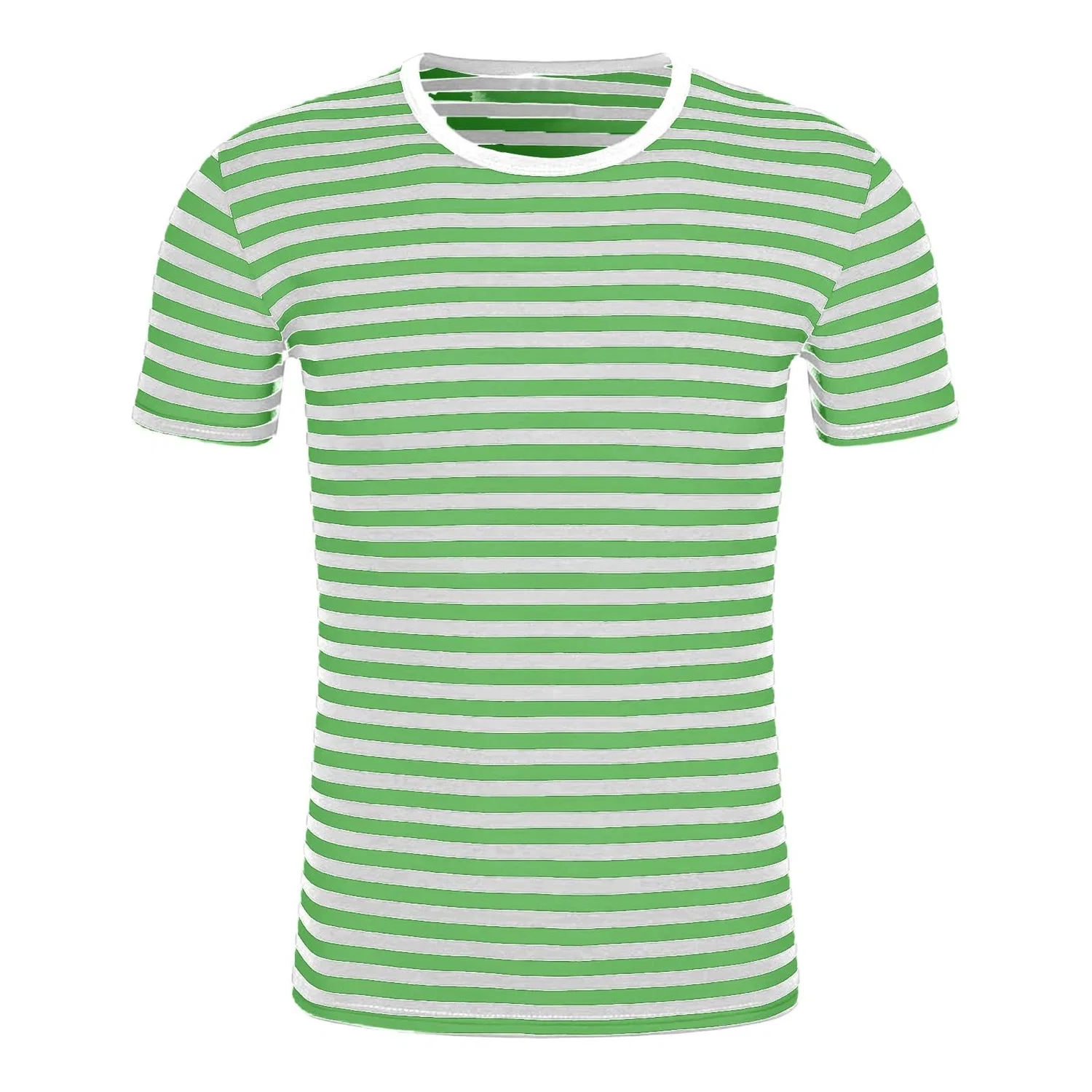 Женская футболка с полосками с круглым вырезом из мягкого хлопка, 01 Light Green