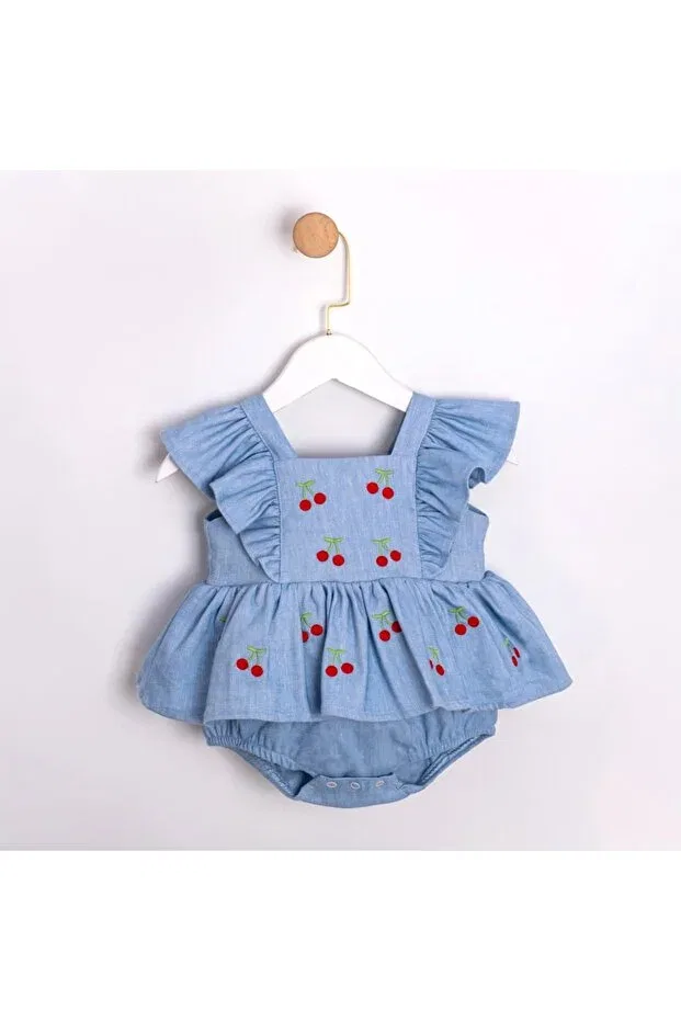 Детский комбинезон для девочек джинсовый с принтом Pitababy, Blue