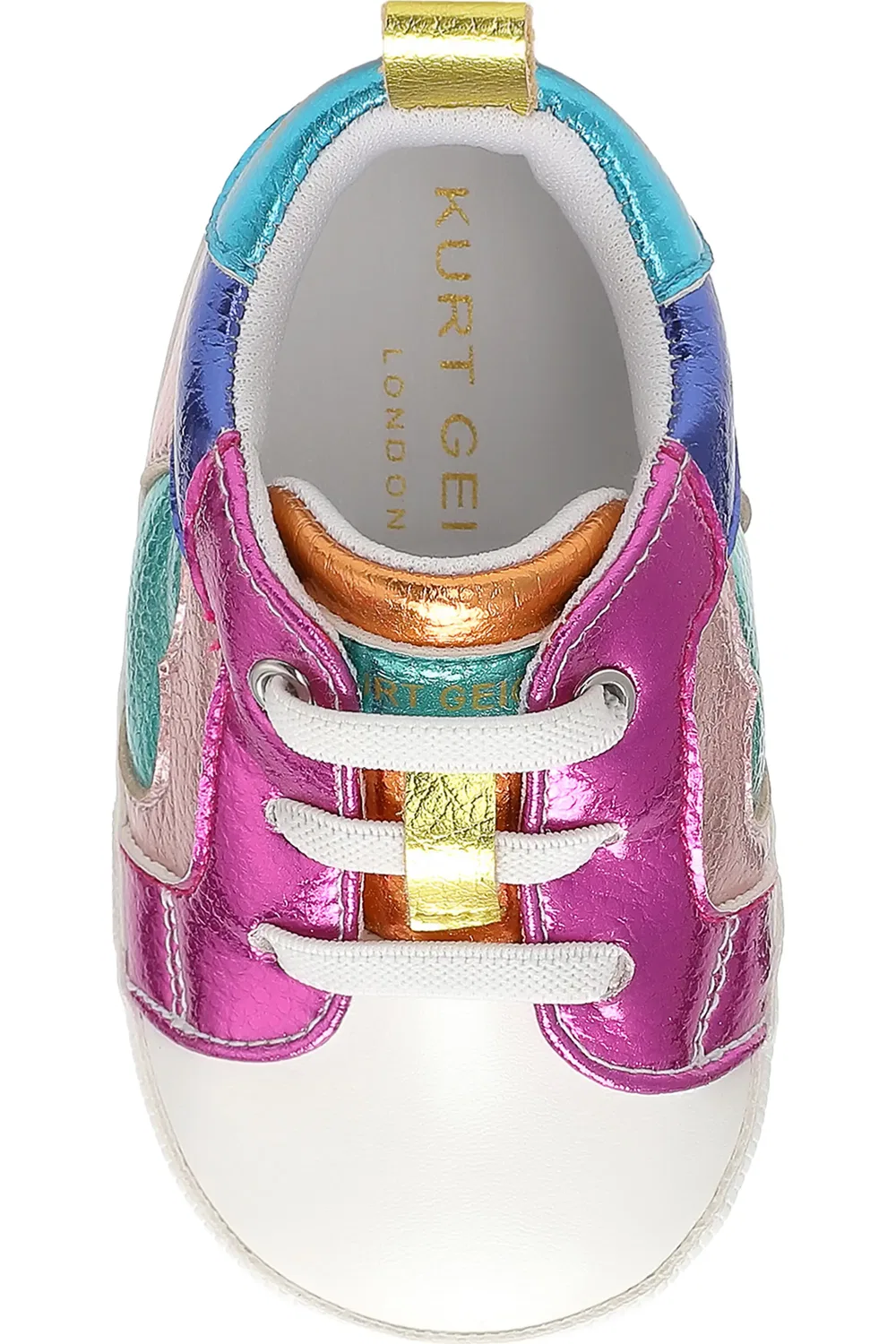 Детские туфли-пинетки с радужным металлическим верхом Luckson Heart Kurt Geiger London, Pink Multi — фото 4