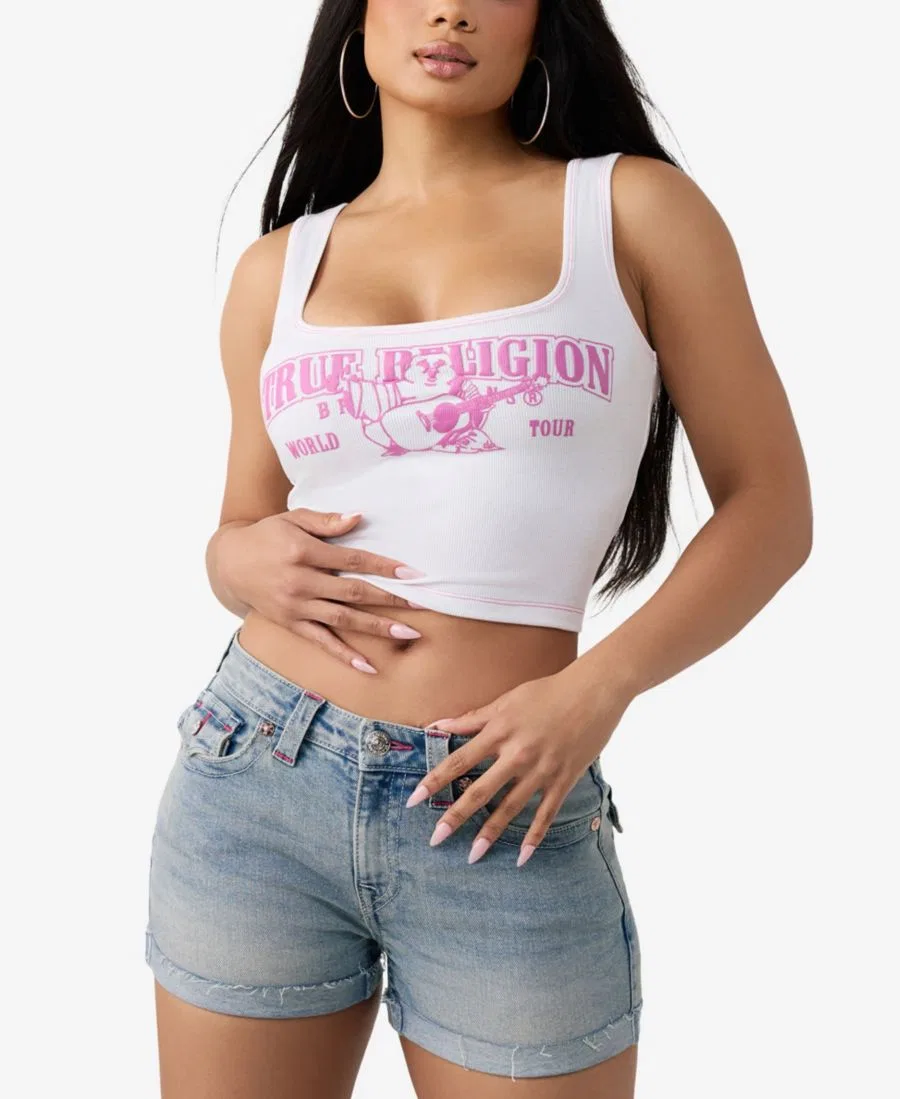 Топ без рукавов с контрастной отделкой True Religion, Optic White