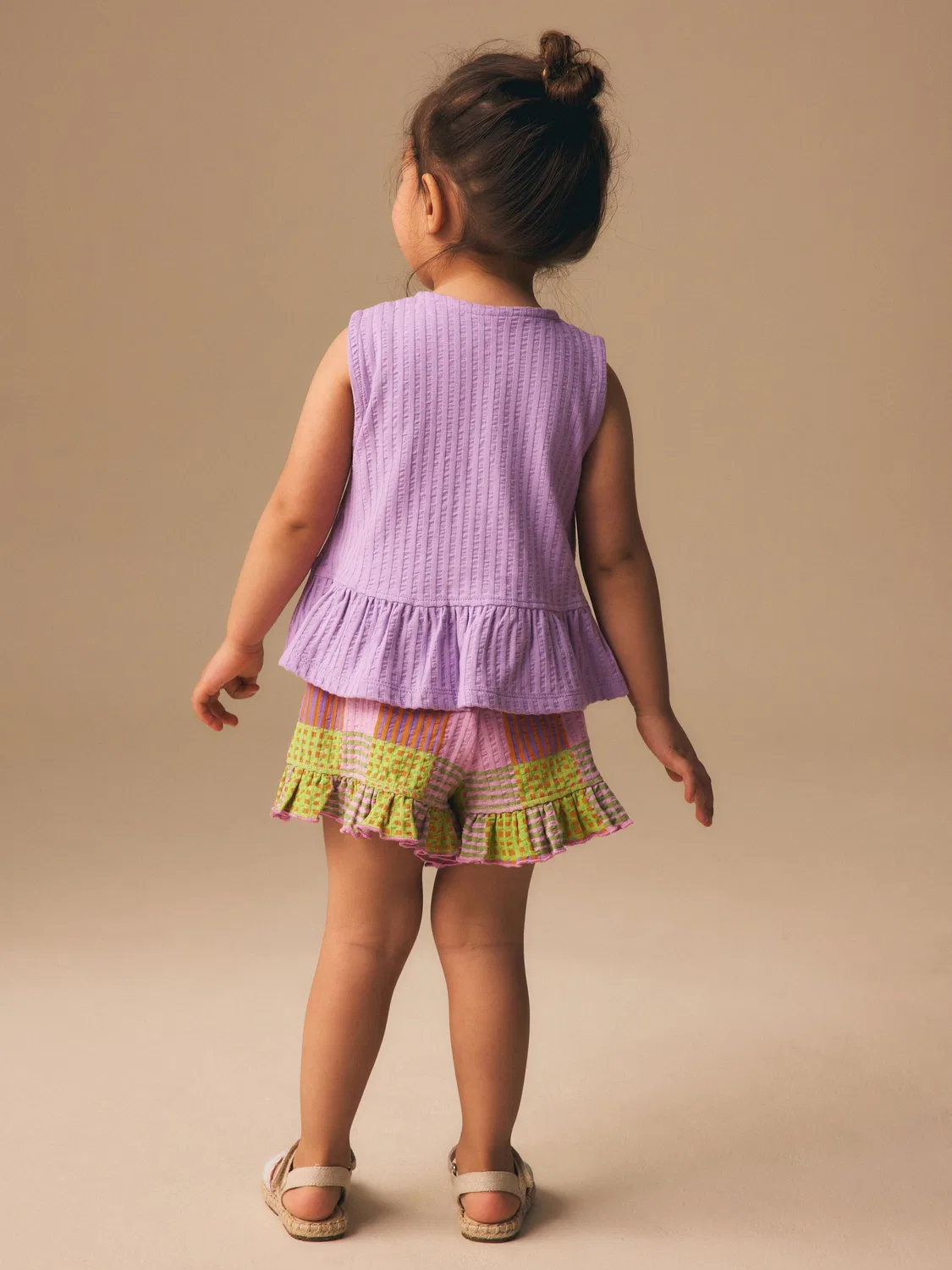 Комплект Peplum Vest and Shorts Set Next, Lilac Purple Check — фото 3