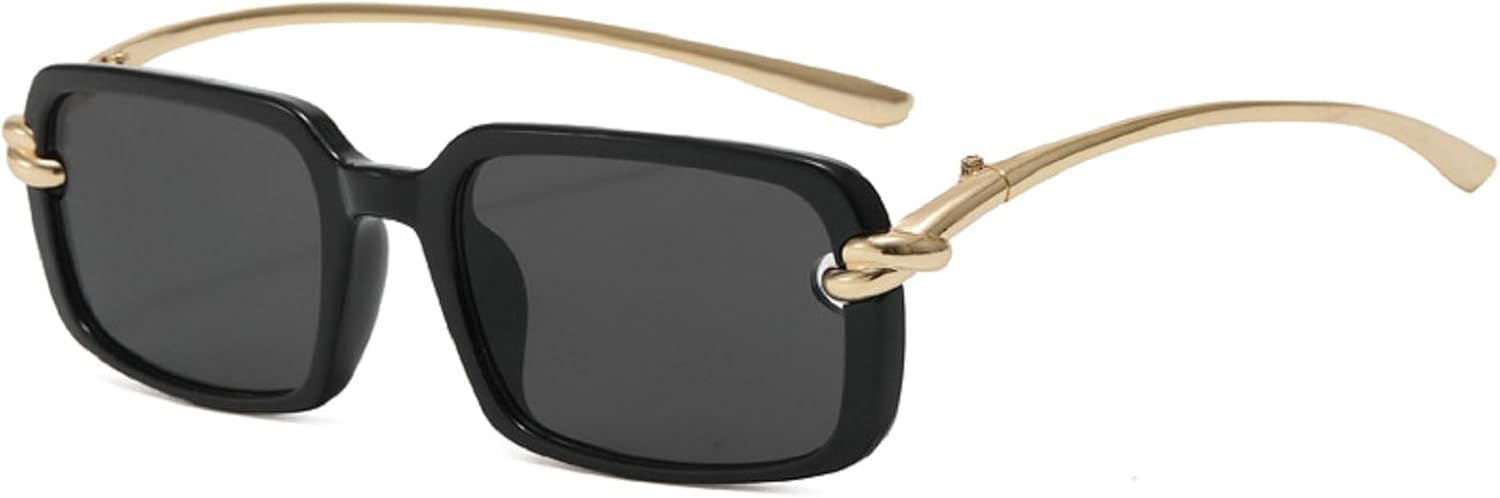 

Женские солнцезащитные очки в узкой квадратной оправе, сексуальные, модель 2025, роскошные металлические солнцезащитные очки в винтажном стиле, защита от УФ-излучения UV400 mincl, Black