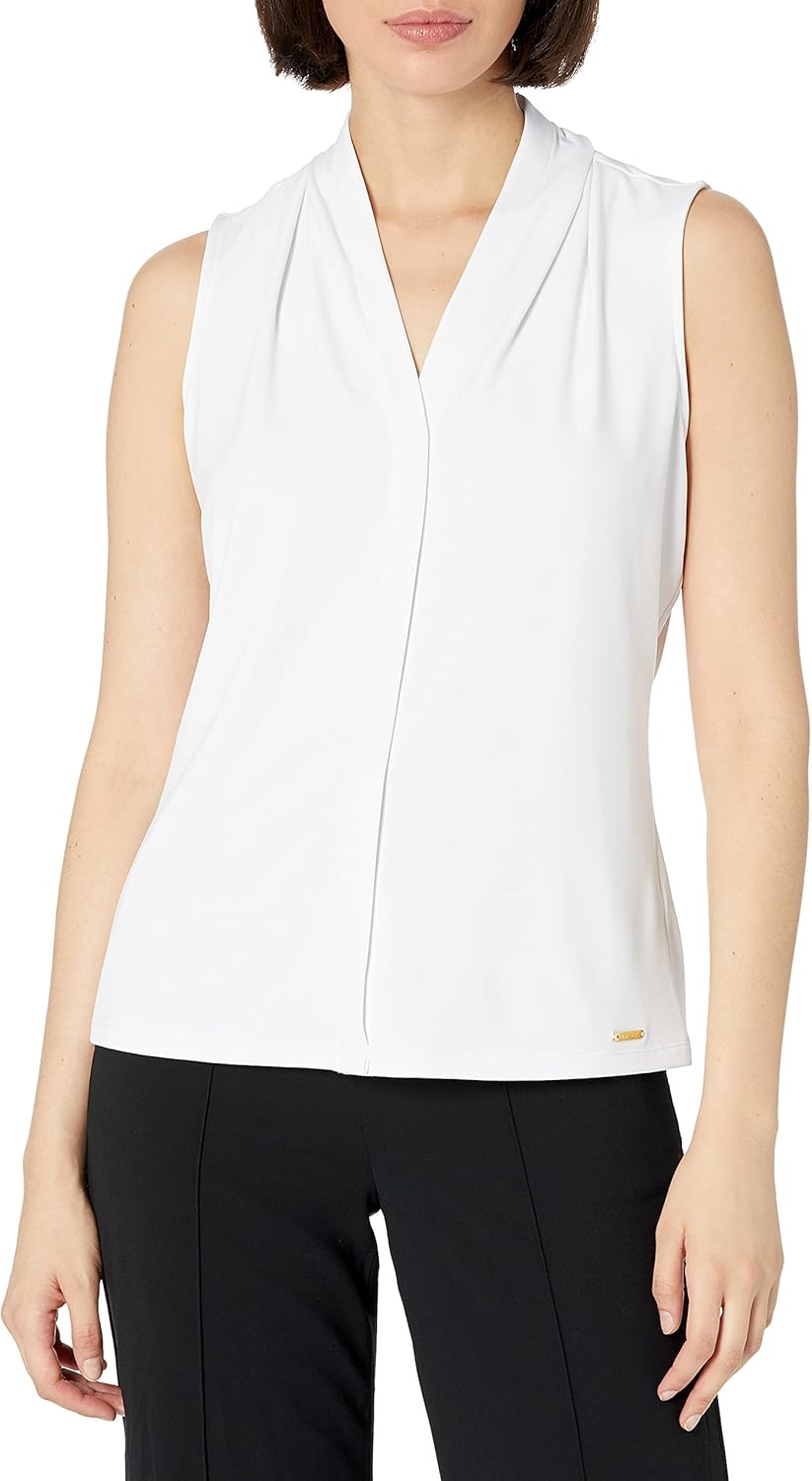 

Женский трикотажный топ Calvin Klein с короткими рукавами и текстурированной отделкой, White