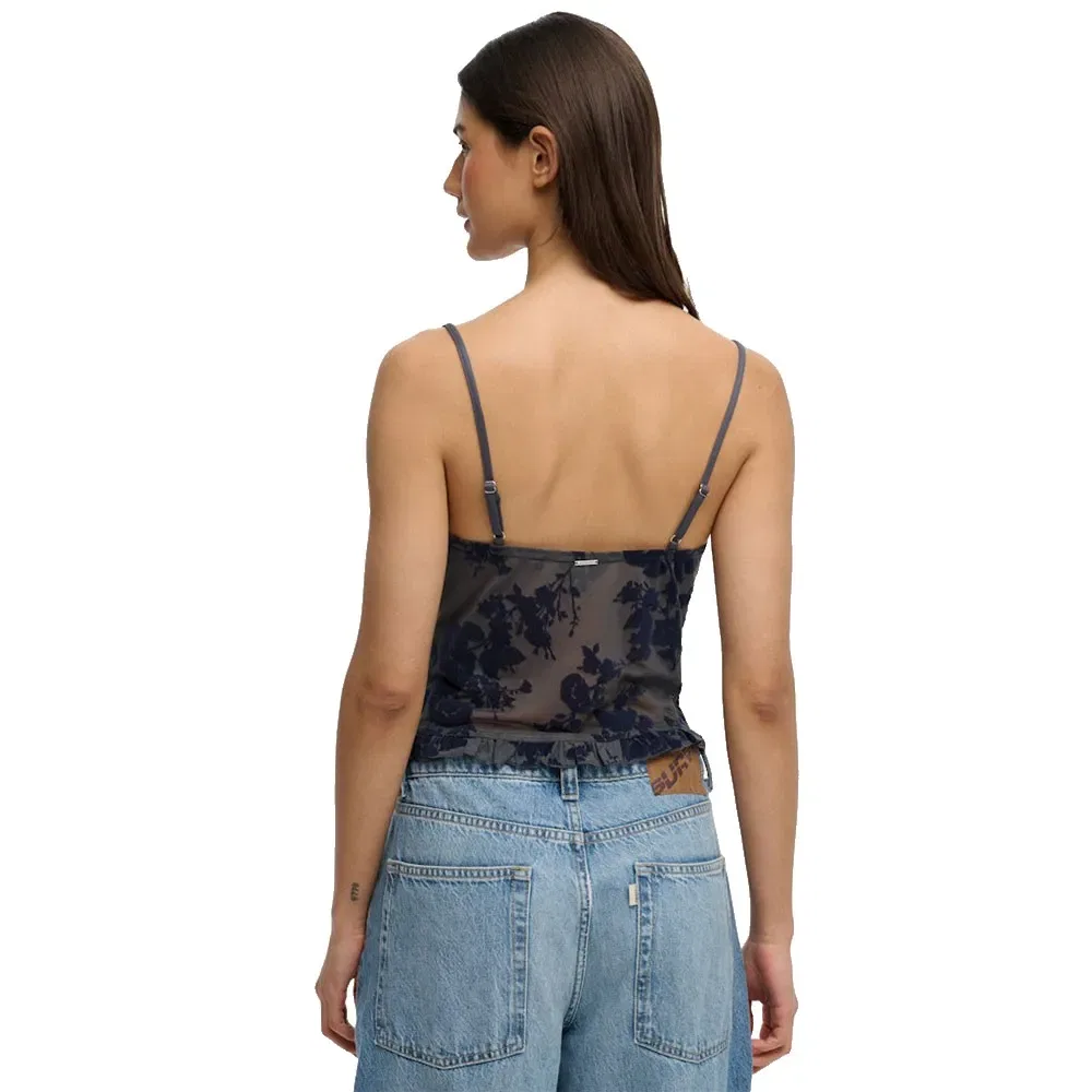 Топ без рукавов Flocked Mesh Cami Superdry, синий — фото 2